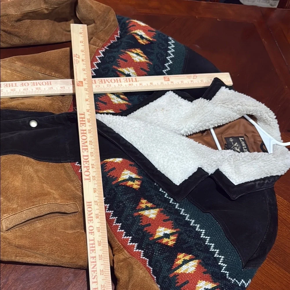 Vintage lawless Aztec southwestern Multicolor Jacket with Shearling Collar S - Picture 15 of 15